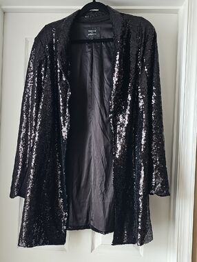 Torrid Sylvia Mollie Longline Blazer - Sequin Black